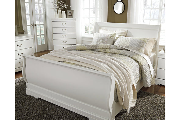 Anarasia White Queen Sleigh Bed -  - Luna Furniture