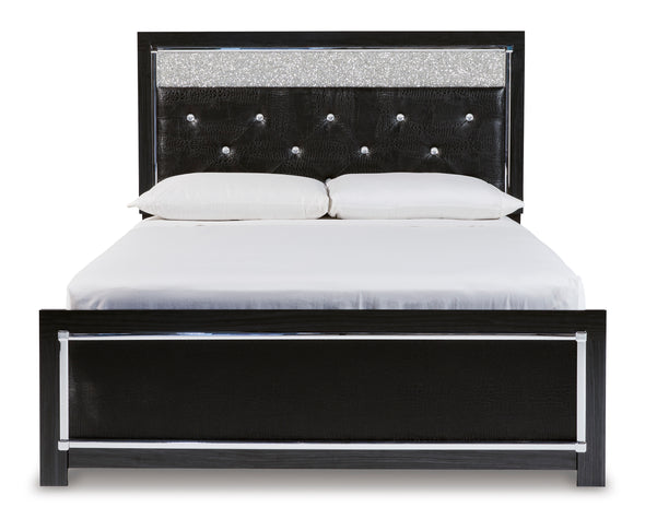 Kaydell Black Queen Upholstered Panel Platform Bed
