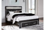 Kaydell Black Queen Upholstered Panel Storage Bed