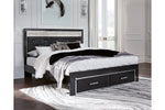 Kaydell Black King Upholstered Panel Storage Bed