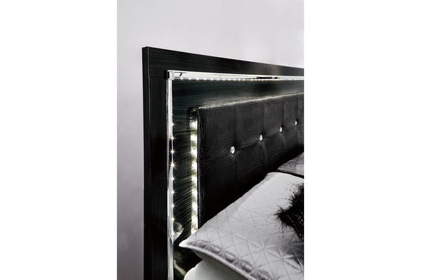 Kaydell Black King Upholstered Panel Bed with Storage