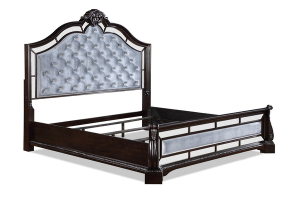 Bankston Dark Brown King Upholstered Panel Bed