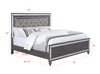 Refino Gray King LED Upholstered Panel Bed