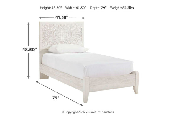 Paxberry Whitewash Twin Panel Bed - Ashley - Luna Furniture