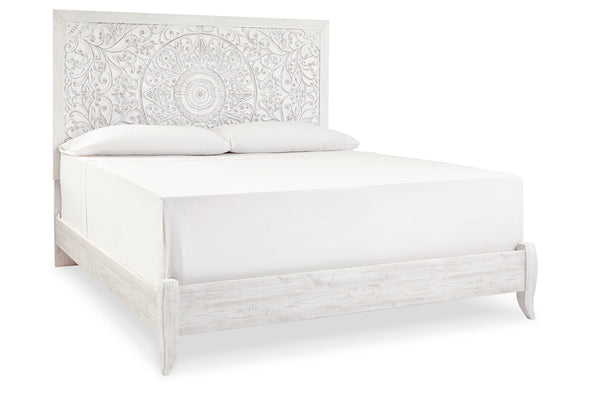 Paxberry Whitewash King Panel Bed -  - Luna Furniture