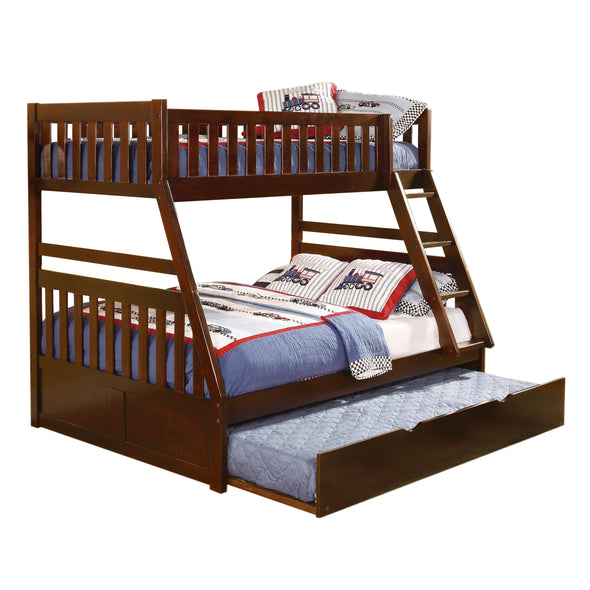 Rowe Dark Cherry Twin/Full Bunk Bed with Twin Trundle