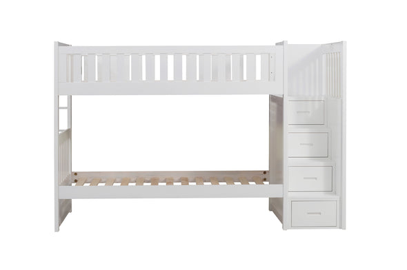 Galen White Twin/Twin Step Bunk Bed