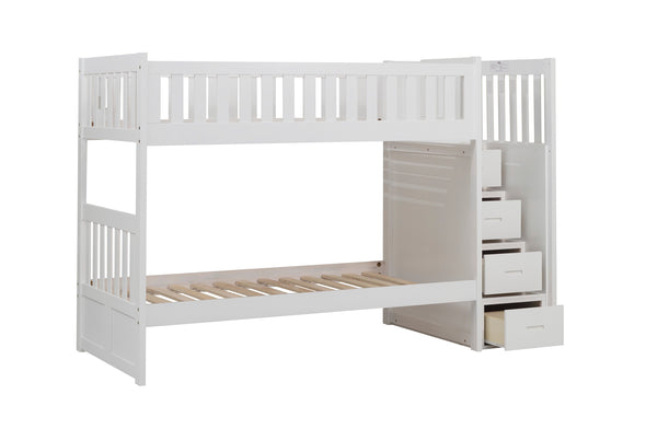 Galen White Twin/Twin Step Bunk Bed