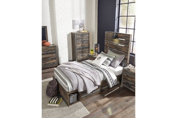 Drystan Multi Twin Panel Bed with 2 Storage Drawers