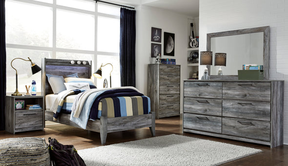 Baystorm Gray Twin LED Panel Bed - Luna Furniture