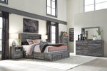 Baystorm Gray LED Double Side/Footboard Storage Platform Bedroom Set - Luna Furniture