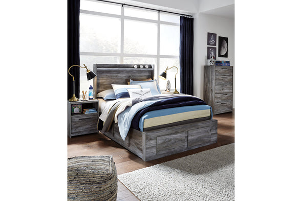Baystorm Gray Full Panel Bed with 4 Storage Drawers