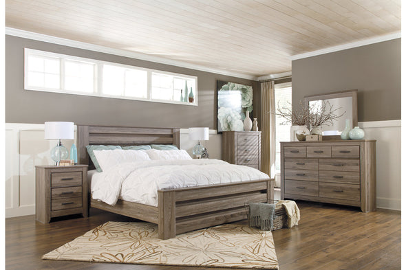 Zelen Warm Gray King Panel Bed -  - Luna Furniture