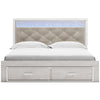 Altyra White LED Upholstered Footboard Storage Platform Bedroom Set - Luna Furniture