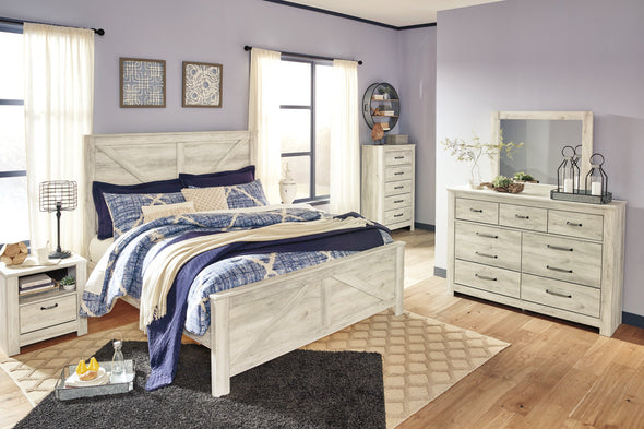 Bellaby Whitewash King Crossbuck Panel Bed -  - Luna Furniture