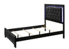 Micah Black Full LED Upholstered Panel Bed