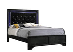 Micah Black Full LED Upholstered Panel Bed