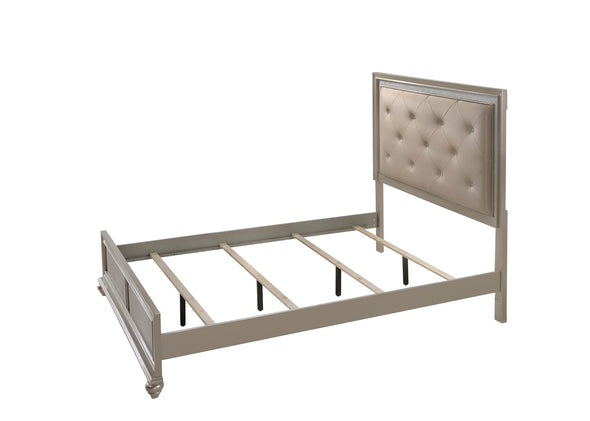 Lila Champagne Queen Upholstered Panel Bed