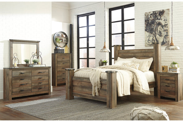 Trinell Brown Queen Poster Bed -  - Luna Furniture