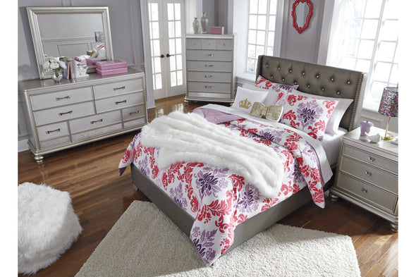 Coralayne Silver Full Upholstered Bed