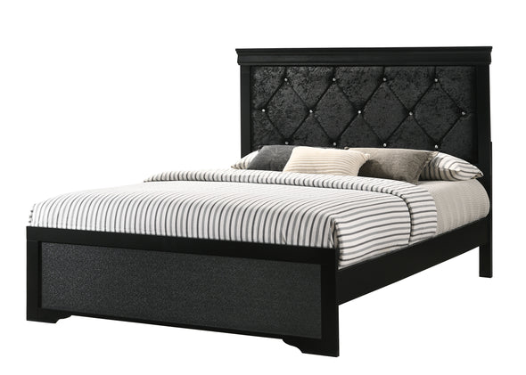 Amalia Black Upholstered Panel Bedroom Set - Luna Furniture