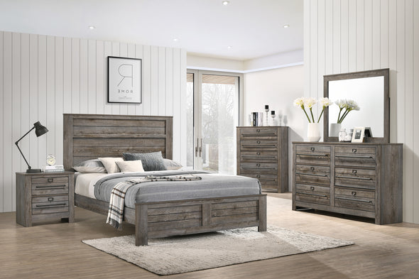 Bateson Brown Queen Panel Bed - Luna Furniture