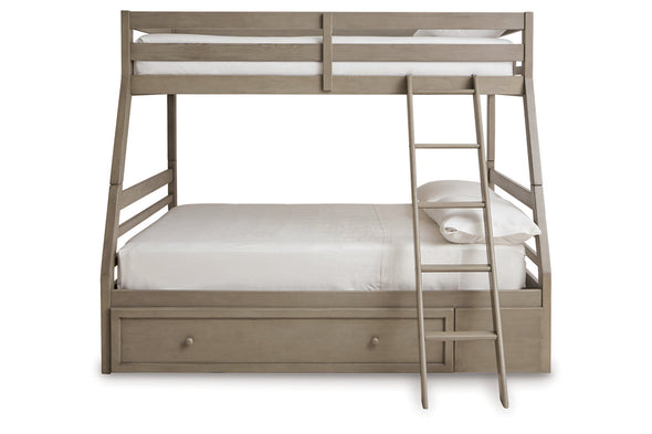 Lettner Light Gray Twin over Full Bunk Bed with 1 Large Storage Drawer
