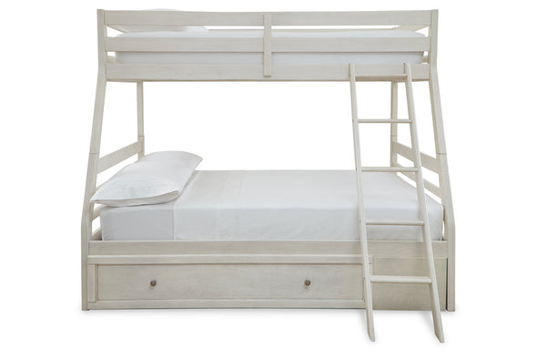 Robbinsdale Antique White Twin over Full Bunk Bed with Storage