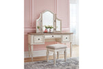 Realyn Two-tone Vanity and Mirror with Stool -  - Luna Furniture