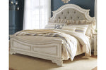 Realyn Chipped White King Upholstered Panel Bed