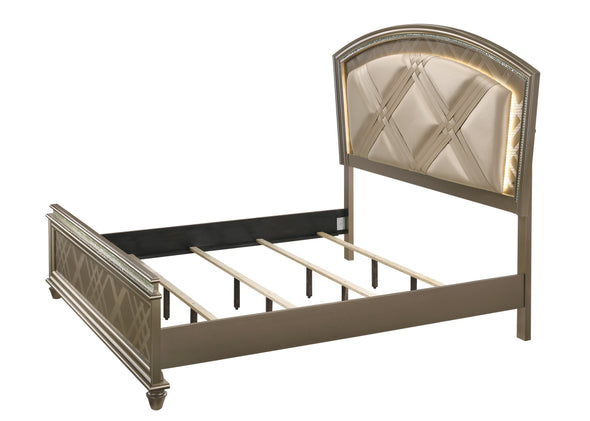Cristal Gold LED Upholstered Panel Bedroom Set