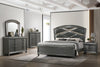 Adira Gray Queen LED Upholstered Panel Bed - Luna Furniture