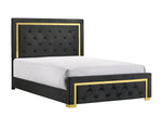 Pepe Black/Gold King Panel Upholstered Bed