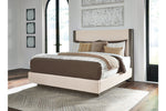Anibecca Weathered Gray Queen Upholstered Panel Bed
