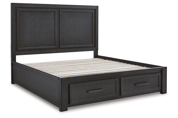 Foyland Black/Brown King Panel Storage Bed