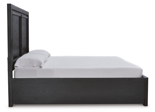 Foyland Black/Brown Footboard Storage Platform Bedroom Set