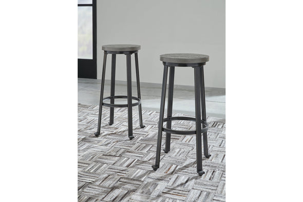 Challiman Antique Gray Bar Height Stool, Set of 2
