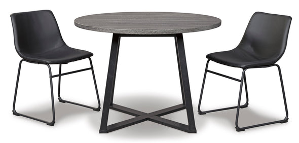 Centiar Gray/Black 3-Piece Round Dining Set