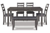 Bridson Gray Dining Table and Chairs with Bench, Set of 6 -  - Luna Furniture