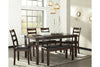 Coviar Brown Dining Table and Chairs with Bench, Set of 6 -  - Luna Furniture