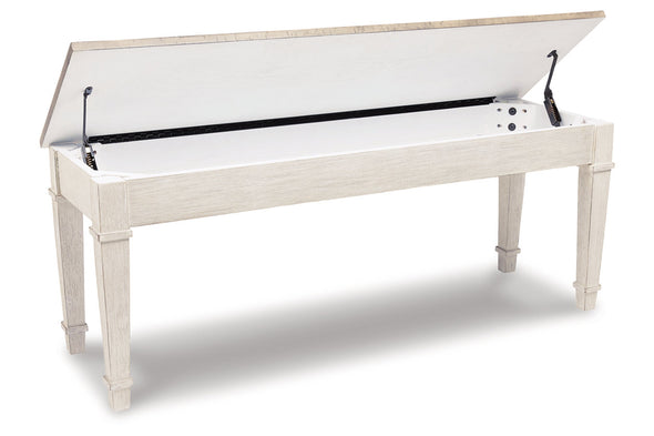 Skempton White/Light Brown Storage Bench -  - Luna Furniture
