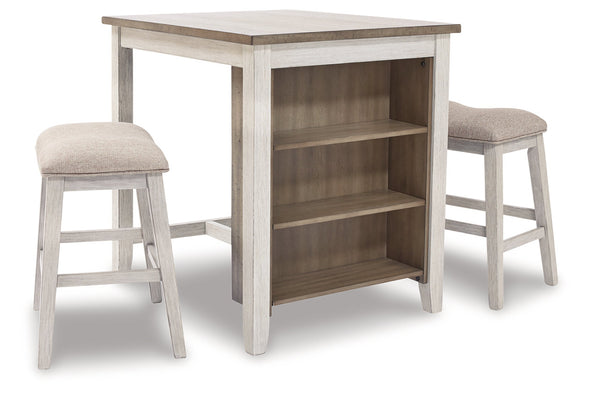 Skempton White/Light 3-Piece Brown Counter Height Set -  - Luna Furniture