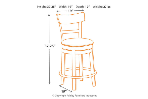 Pinnadel Light Brown Counter Height Barstool -  - Luna Furniture