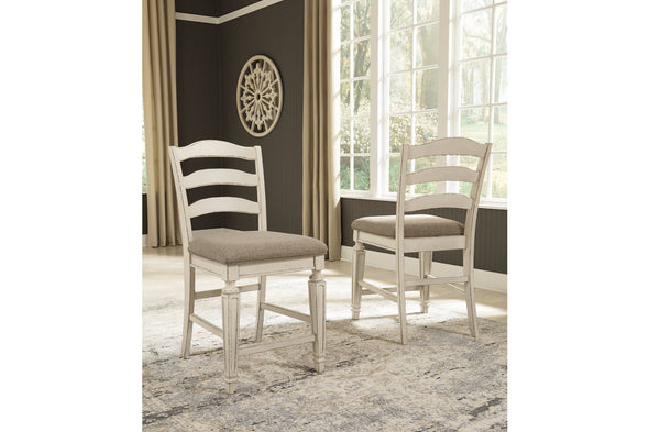 Realyn Chipped White Counter Height Chair, Set of 2