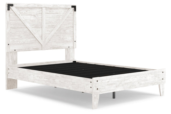 Shawburn White/Dark Charcoal Gray Full Crossbuck Panel Platform Bed