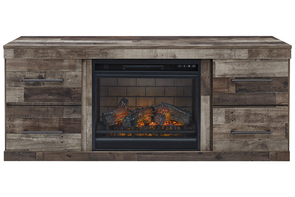 Derekson Multi Gray TV Stand with Electric Fireplace