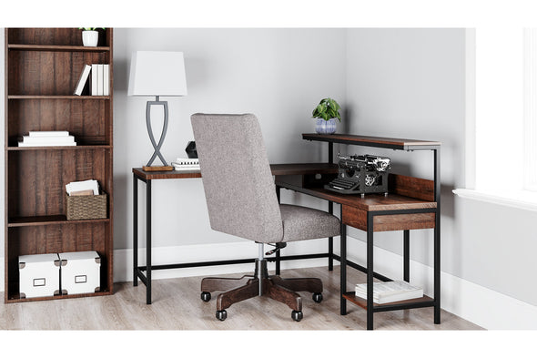 Camiburg Warm Brown Home Office L-Desk with Storage -  - Luna Furniture
