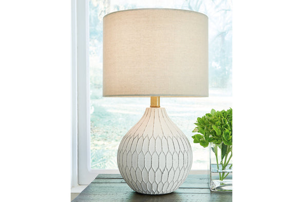 Wardmont White Table Lamp -  - Luna Furniture