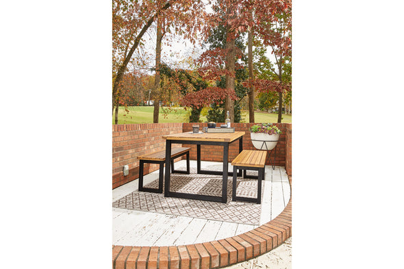 Town Wood Brown/Black Outdoor Dining Table Set, Set of 3