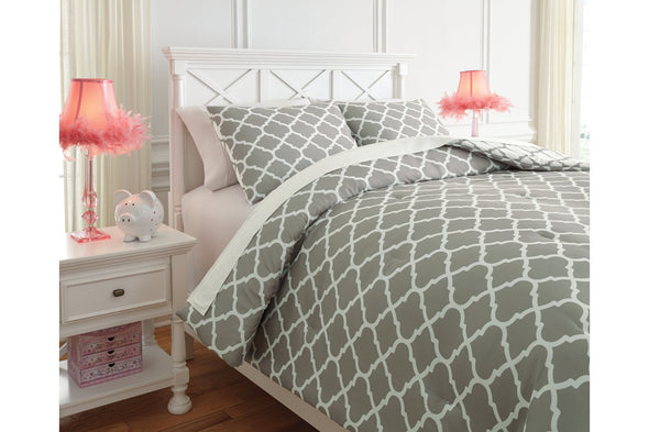 Media Gray/White 3-Piece Full Comforter Set -  - Luna Furniture